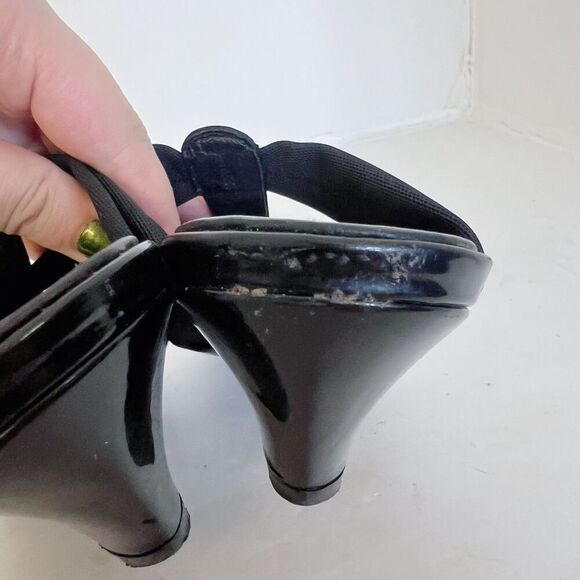 y2k Donald J. Pliner Hizzy Heels Vintage Black Leather Sandals Women's Size 6 - Picture 3 of 8